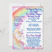 Een magische Eenhoorn 4e Verjaardag Uitnodiging (Achterkant)