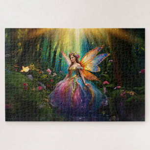 Een magische fee in een betoverd bos legpuzzel
