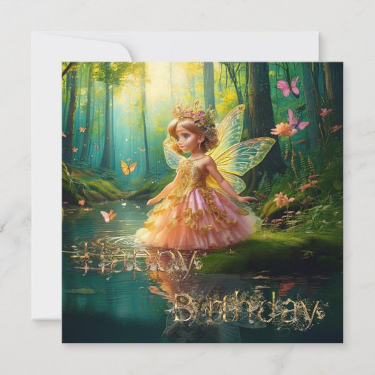 Een magische fee in een vijver Happy Birthday (Voorkant)