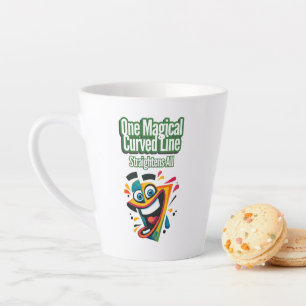 "Een magische gebogen lijn, rechtzet alles: glimla Latte Mok