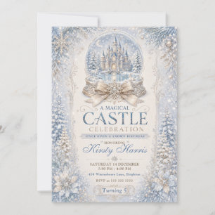 Een Magische Kasteel Viering Sneeuwige Winter Verj Kaart