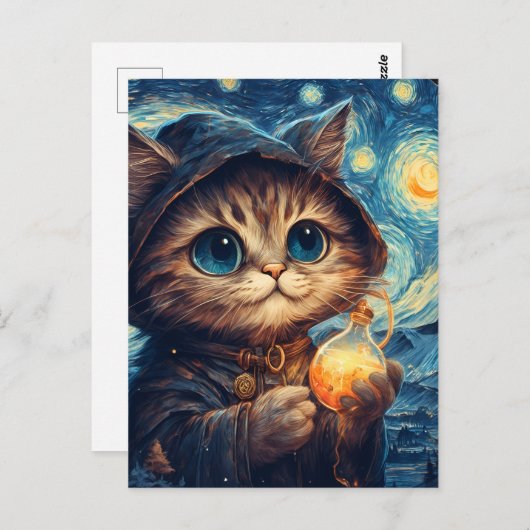 Een magische kat briefkaart (Voorkant / Achterkant)