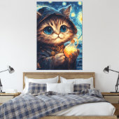 Een magische kat canvas afdruk (Insitu (Slaapkamer))