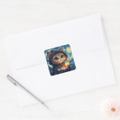 Een magische kat van Van Gogh Vierkante Sticker (Envelop)