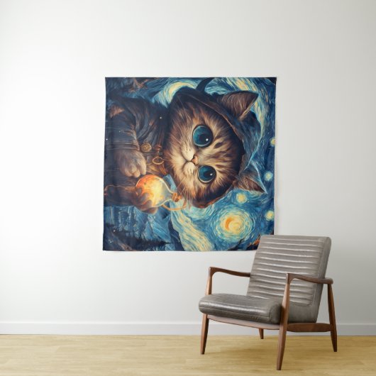 Een magische kat wandkleed (In Situ (horizontaal))