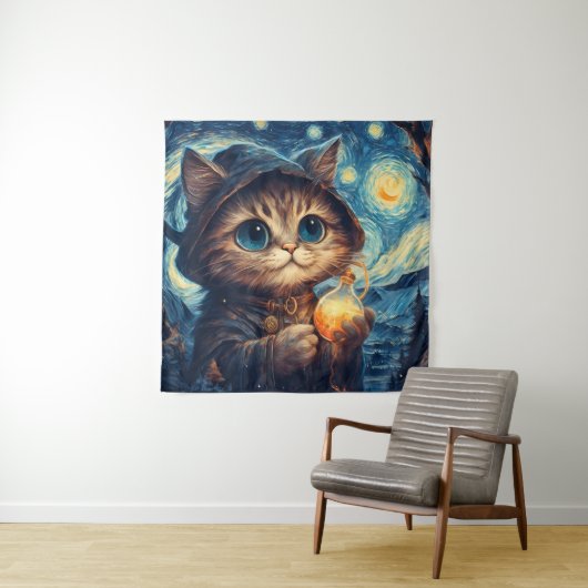 Een magische kat wandkleed (In situ)