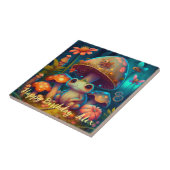 Een magische kikker in een magisch bos tegeltje (Zijkant)