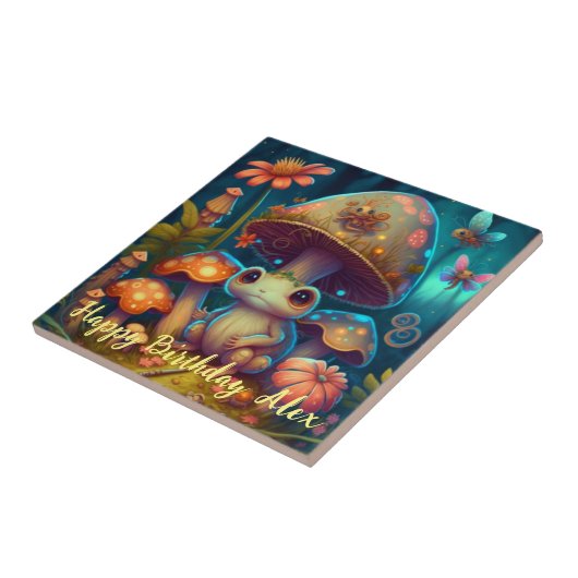 Een magische kikker in een magisch bos tegeltje (Zijkant)