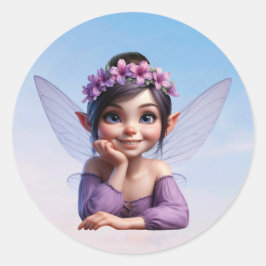 Een magische kleine fee die poseert voor de camera ronde sticker