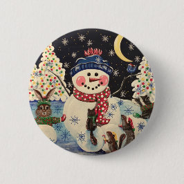 "Een magische nacht in de sneeuw" Ronde Button 5,7 Cm