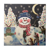 "Een magische nacht in de sneeuw" Tegeltje (Voorkant)