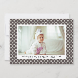 Een magische nieuwjaars moderne zilveren glitter P Feestdagenkaart