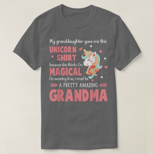 Een magische oma Unicorn van kleindochter T-shirt (Design voorkant)