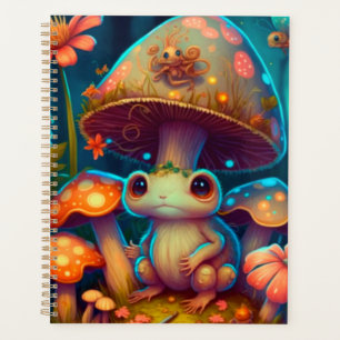 Een magische paddenstoel kikker-notitieboek planner
