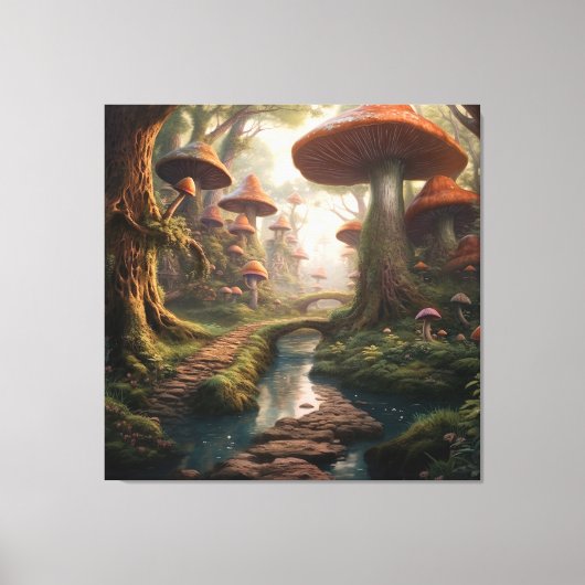 Een magische paddenstoel Wonderland Forest Canvas Afdruk (Voorkant)