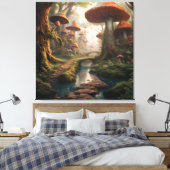 Een magische paddenstoel Wonderland Forest Canvas Afdruk (Insitu (Slaapkamer))