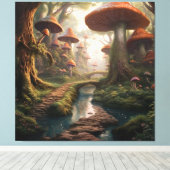Een magische paddenstoel Wonderland Forest Canvas Afdruk (Insitu (Houten vloer))