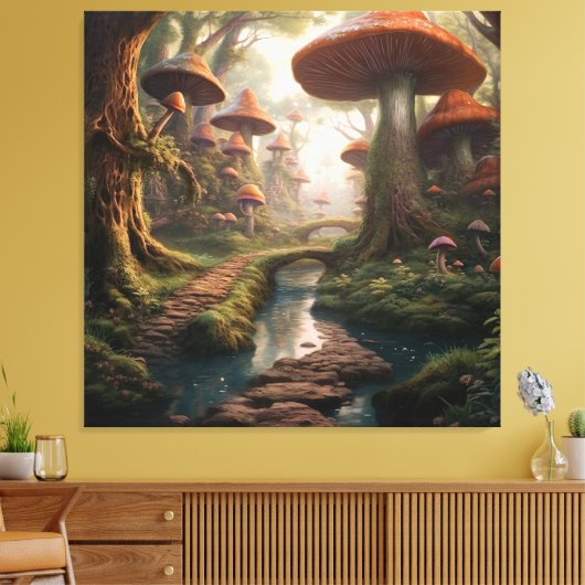 Een magische paddenstoel Wonderland Forest Canvas Afdruk (Insitu (Woonkamer))