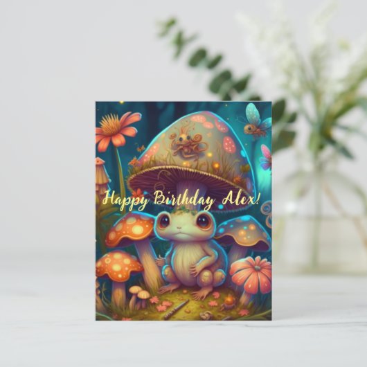 Een magische paddenstoelkikker (Staand voorkant)