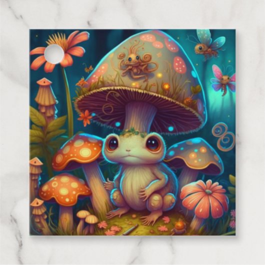 Een magische paddenstoelkikker bedankjes labels (Voorkant)