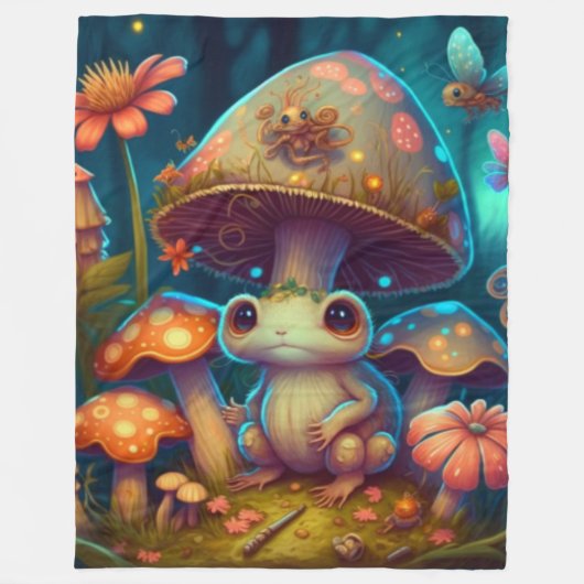 Een magische paddenstoelkikker fleece deken (Voorkant)