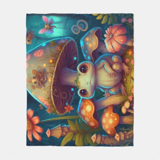 Een magische paddenstoelkikker fleece deken (Voorkant)