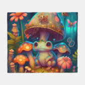 Een magische paddenstoelkikker fleece deken (Voorkant (Horizontaal))