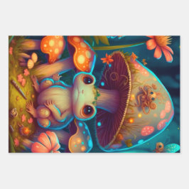 Een magische paddenstoelkikker inpakpapier vel