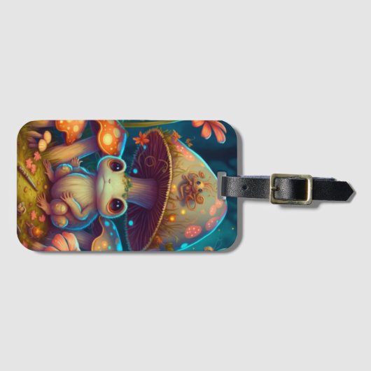 Een magische paddestoel kikker bagagelabel (Voorkant (horizontaal))