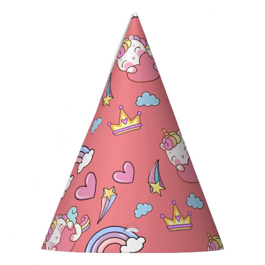 Een magische regenboog eenhoorn Gelukkig Verjaarda Feesthoedjes (Links)