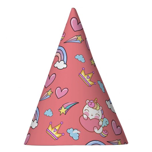 Een magische regenboog eenhoorn Gelukkig Verjaarda Feesthoedjes (Rechts)