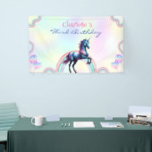 Een magische regenboog eenhoorn Gelukkig Verjaarda Spandoek (Beurs)