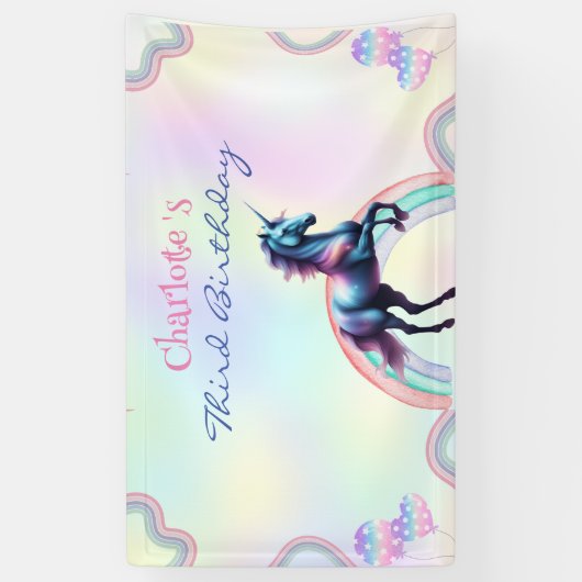 Een magische regenboog eenhoorn Gelukkig Verjaarda Spandoek (Verticaal)