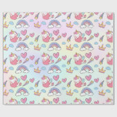 Een magische regenboog eenhoorn patroon verjaardag cadeaupapier (Vlak)