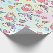 Een magische regenboog eenhoorn patroon verjaardag cadeaupapier (Hoek)
