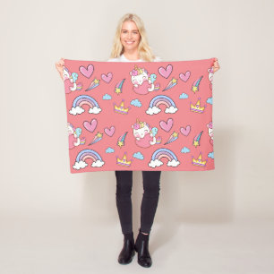 Een magische regenboog eenhoorn patroon verjaardag fleece deken