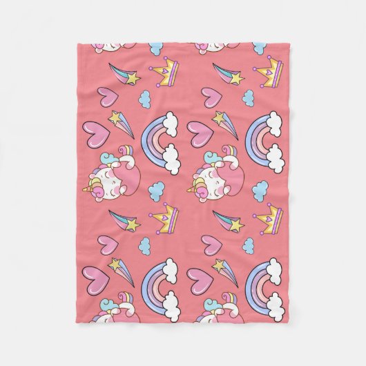 Een magische regenboog eenhoorn patroon verjaardag fleece deken (Voorkant)