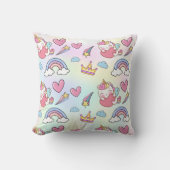 Een magische regenboog eenhoorn patroon verjaardag kussen (Voorkant)