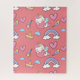 Een magische regenboog eenhoorn patroon verjaardag legpuzzel