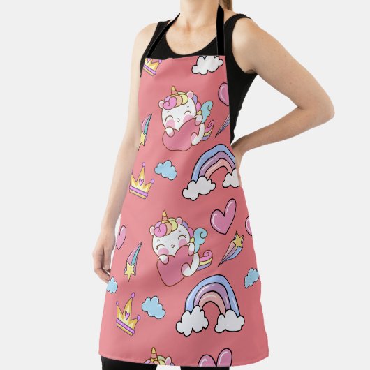 Een magische regenboog eenhoorn patroon verjaardag schort (Insitu)
