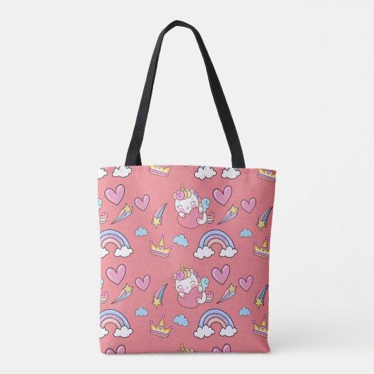 Een magische regenboog eenhoorn patroon verjaardag tote bag (Achterkant)