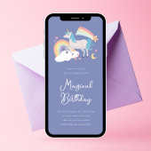 Een Magische Unicorn en een Regenboogdag Partij Ui Kaart