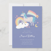 Een Magische Unicorn en Rainbow Birthday Party Kaart (Voorkant)