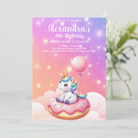 Een Magische Unicorn en Rainbow Birthday Party Kaart (Staand voorkant)