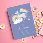 Een Magische Unicorn en Rainbow Birthday Party Kaart