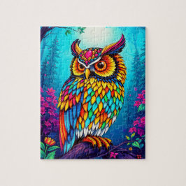 Een magische, veelkleurige uil voor kinderen legpuzzel