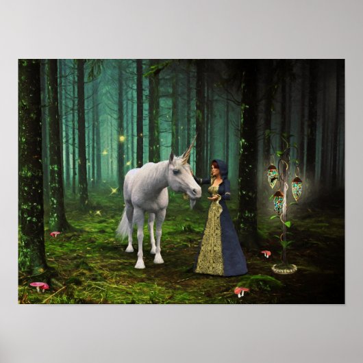 Een magische vergadering - Unicorn Fantasy Art Pri Poster (Voorkant)