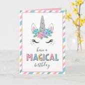 Een magische verjaardag  eenhoorn kaart (Gele Bloem)