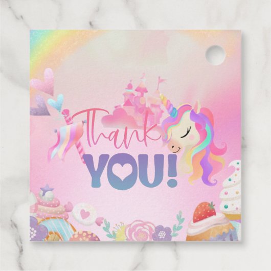 Een magische viering Unicorn Candyland Bedankjes Labels (Achterkant)