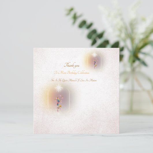 Een magische viering van de verjaardag van moeder bedankkaart (Staand voorkant)